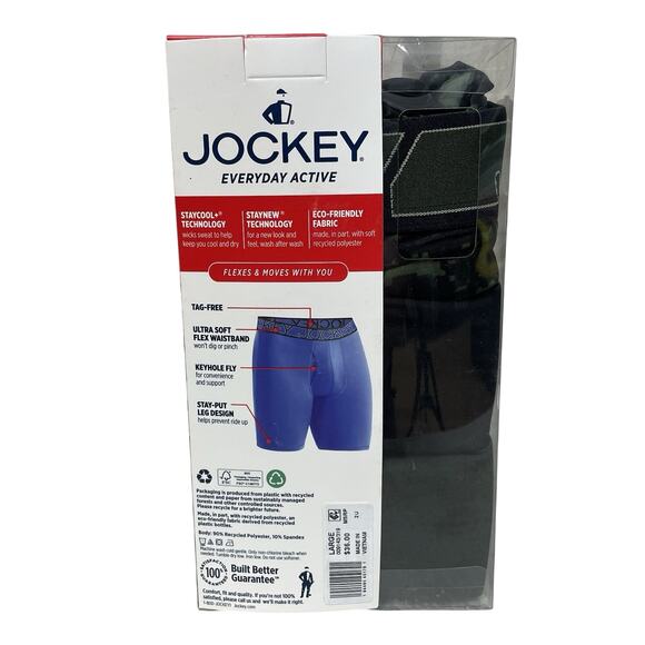 3-PACK Men Large Jockey Active Microfiber Stretch Boxer Briefs CAMO Green Black - Picture 4 of 6
